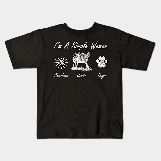 I'm A Simple Woman Sunshine Goats Dogs Kids T-Shirt by LotusTee